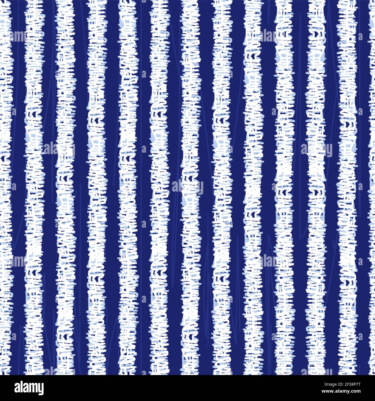 Vector blau Shibori monochrom vertikal Grunge Streifen 04 nahtlose Muster. Geeignet für Textil, Geschenkpapier und Tapeten. Stock Vektor