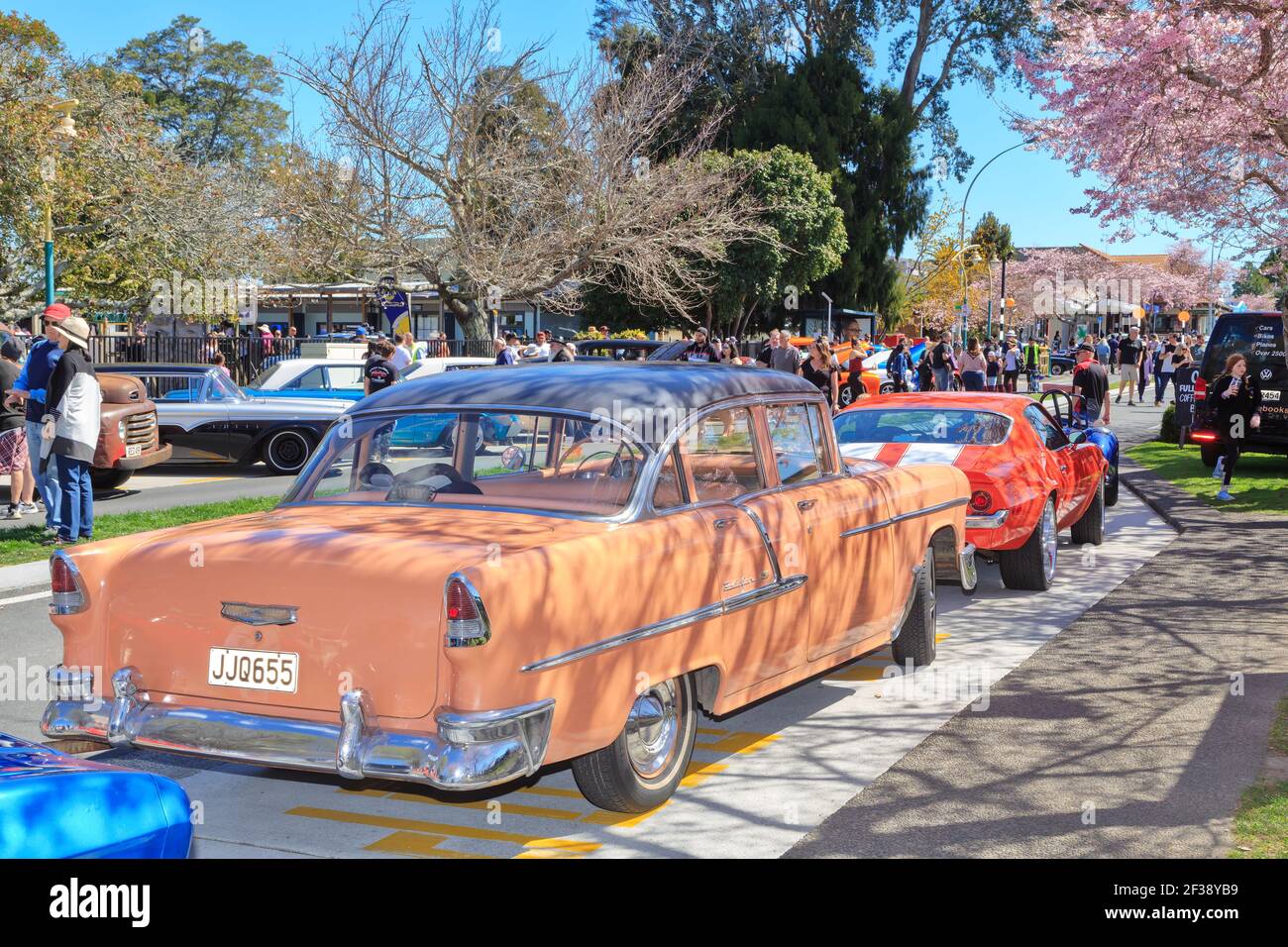 Ein 1955 Chevrolet Bel Air auf dem Display bei einem Klassiker Automshow Stockfoto
