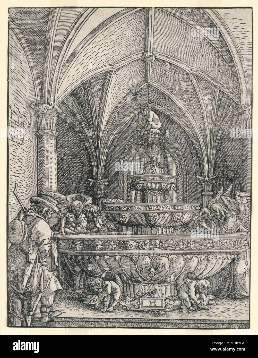 Print, die Heilige Familie auf der Flucht nach Ägypten, 1520 Stockfoto