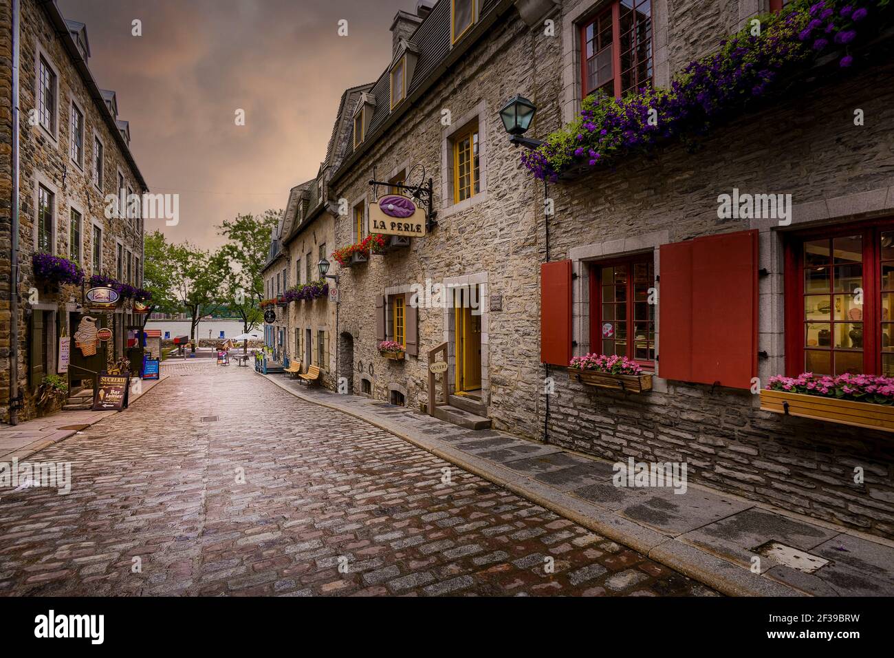 Rue Sous-le-Fort, historisches Quartier Petit Champlain in der Altstadt von Quebec. Stockfoto