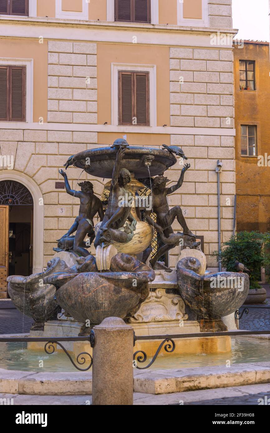 Geographie / Reisen, Italien, Latium, Rom, plaza Mattei, Fontana delle Tartarughe, Additional-Rights-Clearance-Info-not-available Stockfoto