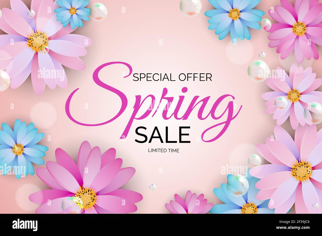 Frühling Verkauf Natürliche Blume Hintergrundvorlage. Vektorgrafik EPS10 Stock Vektor