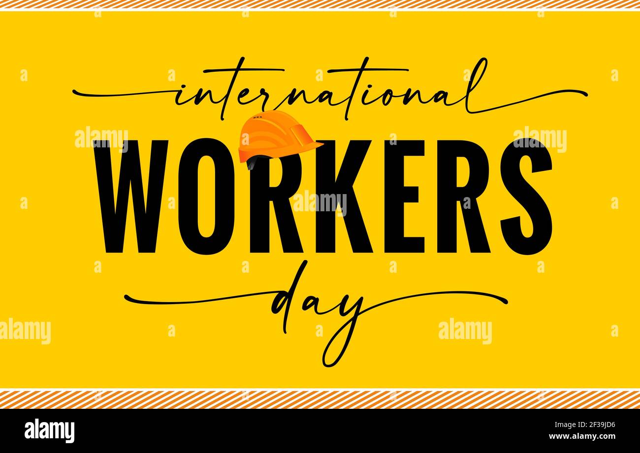 International Workers Day Typografie gelbe Anführungskarte. Vektorgrafik für Labor Day, Mai 1 mit gelbem Bauband. Konzept für Begrüßung Stock Vektor