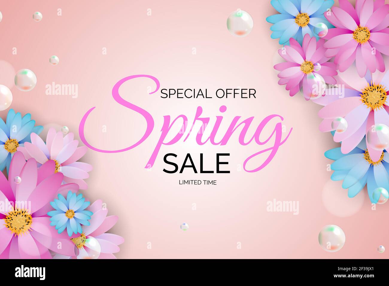 Frühling Verkauf Natürliche Blume Hintergrundvorlage. Vektorgrafik EPS10 Stock Vektor