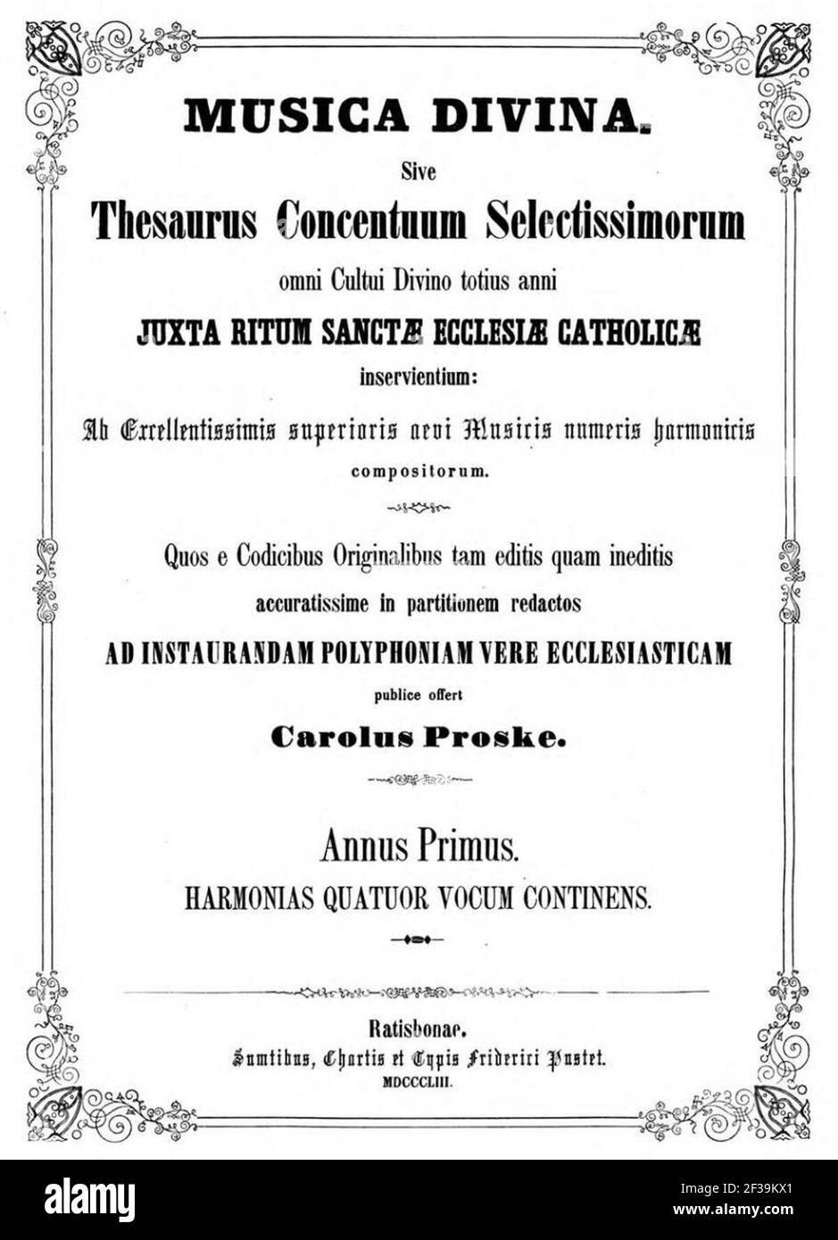 Proske Musica Divina (1853). Stockfoto