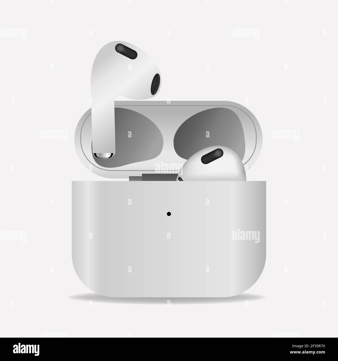 Winnyzja, Ukraine - 15. März 2021: Neu Apple AirPods 3 weiße Farbe isoliert  auf weißem Hintergrund. Kabellose Kopfhörer und Tasche Stock-Vektorgrafik -  Alamy