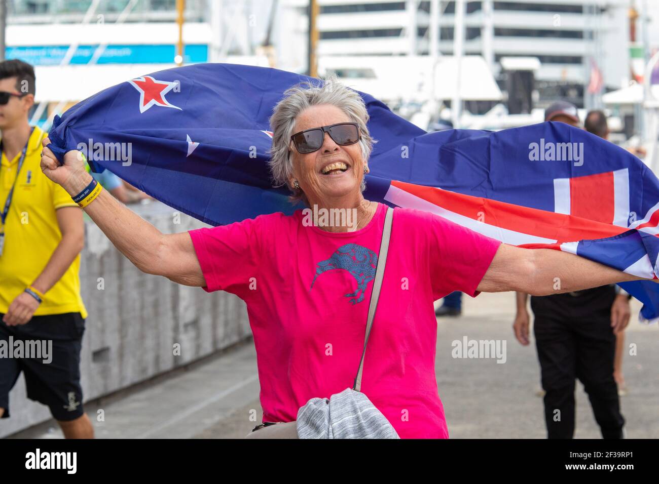 Auckland, Neuseeland. März 2021, 16th. Der America's Cup 36th wird von PRADA, neuseeländischer Unterstützer im America's Cup Village, präsentiert. Auckland, Neuseeland. März 2021, 16th. Quelle: Neil Farrin/Alamy Live News Stockfoto