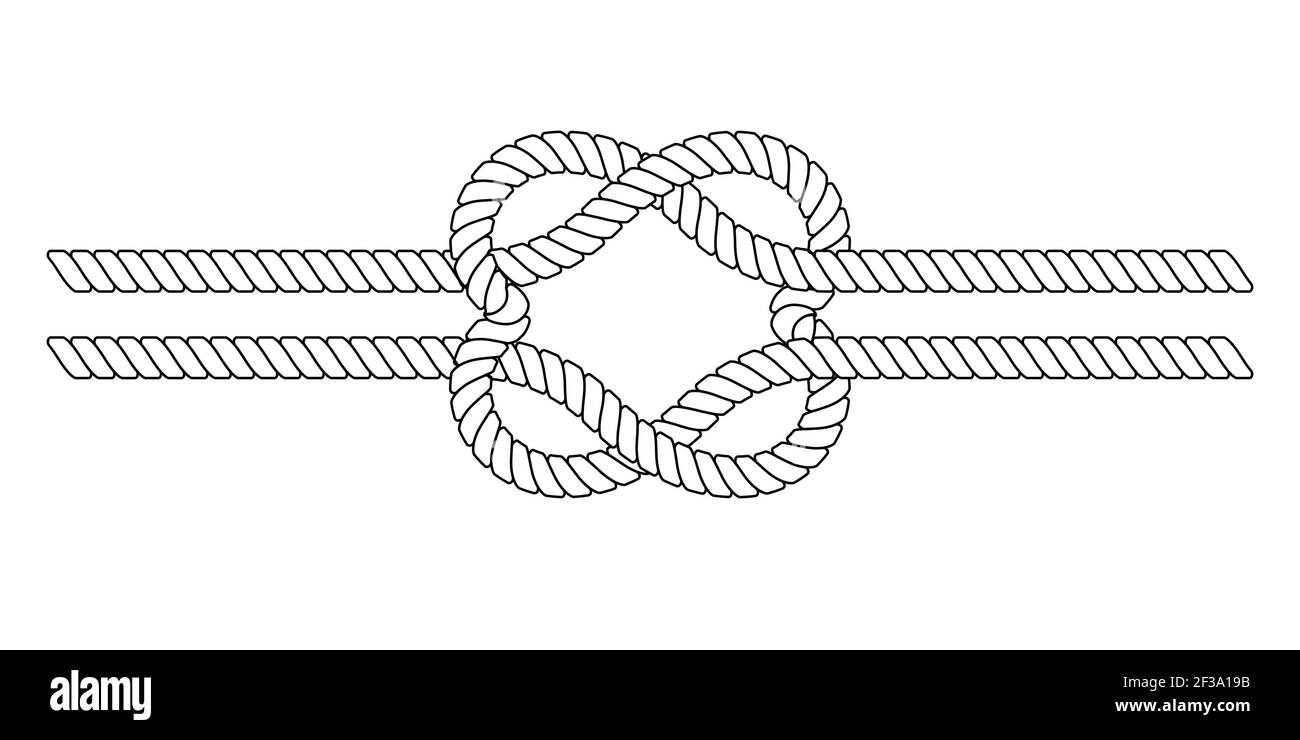 Seilknoten in Form von Herzen, Vektor-verbundenen Herzen in einem Knoten Symbol Liebe und enge Beziehungen Stock Vektor