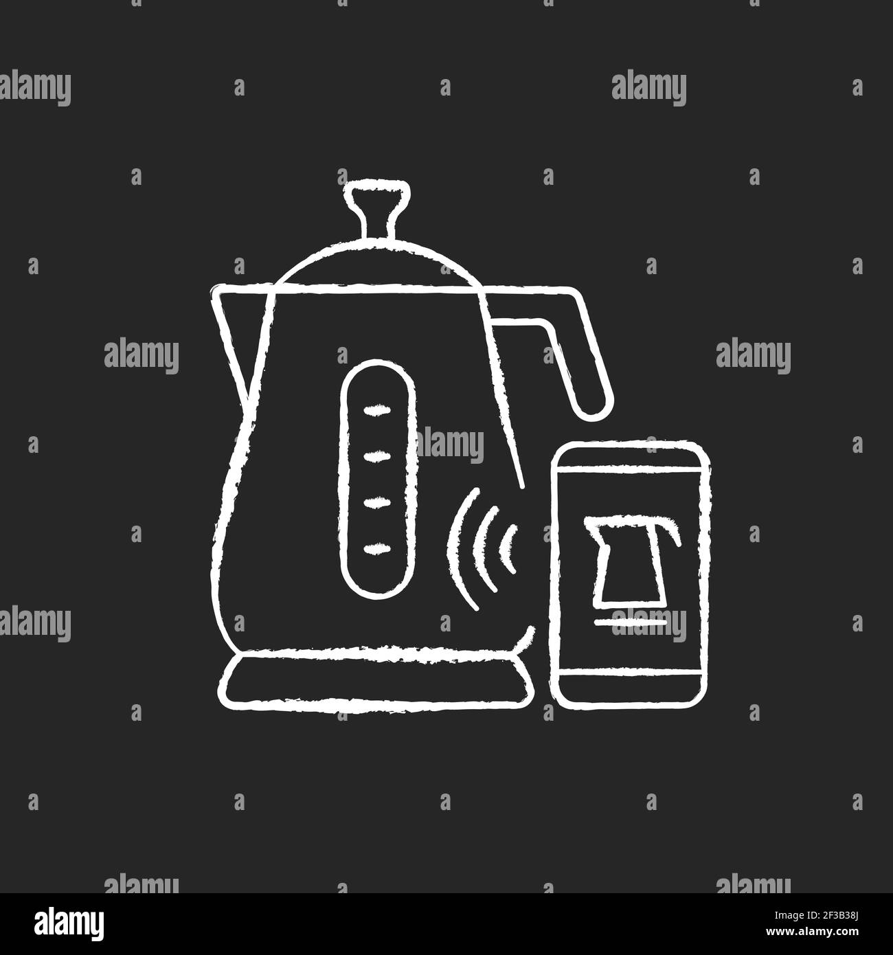 Smart Kettle Kreide weißes Symbol auf schwarzem Hintergrund Stock Vektor