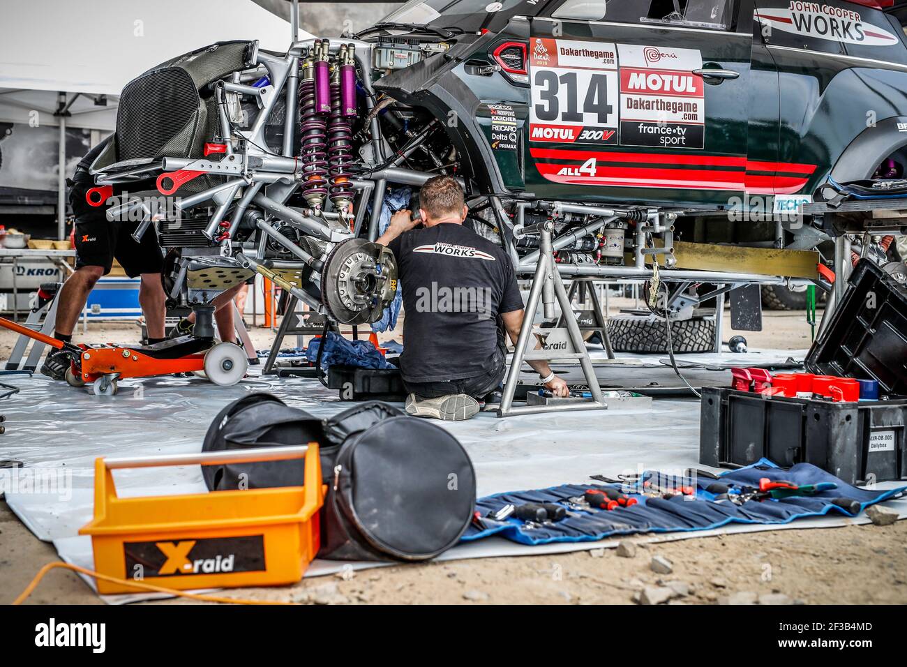 314 AL RAJHI Yazeed (sau), GOTTSCHALK Timo (ger), Mini, X-RAID Team, Gruppe T1, Klasse 2, Auto, während der Dakar 2019, Scrutineering, Verifikationen, Peru, Lima, Vom 4. Bis 5. januar - Foto Florent Gooden / DPPI Stockfoto