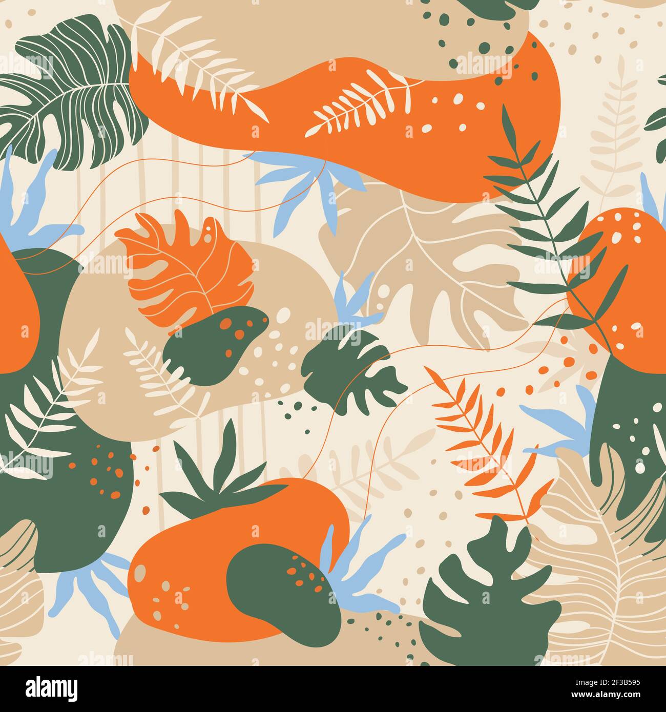 Abstrakte Wandkunst mit Blumenmuster, minimalistisches Dekorset mit Blättern, Blumen Pflanzen Blätter Linie Kunst Stock Vektor