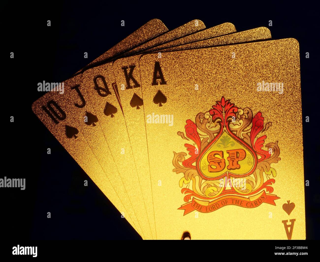 Golden Poker Blackjack Karten spielen Stockfoto