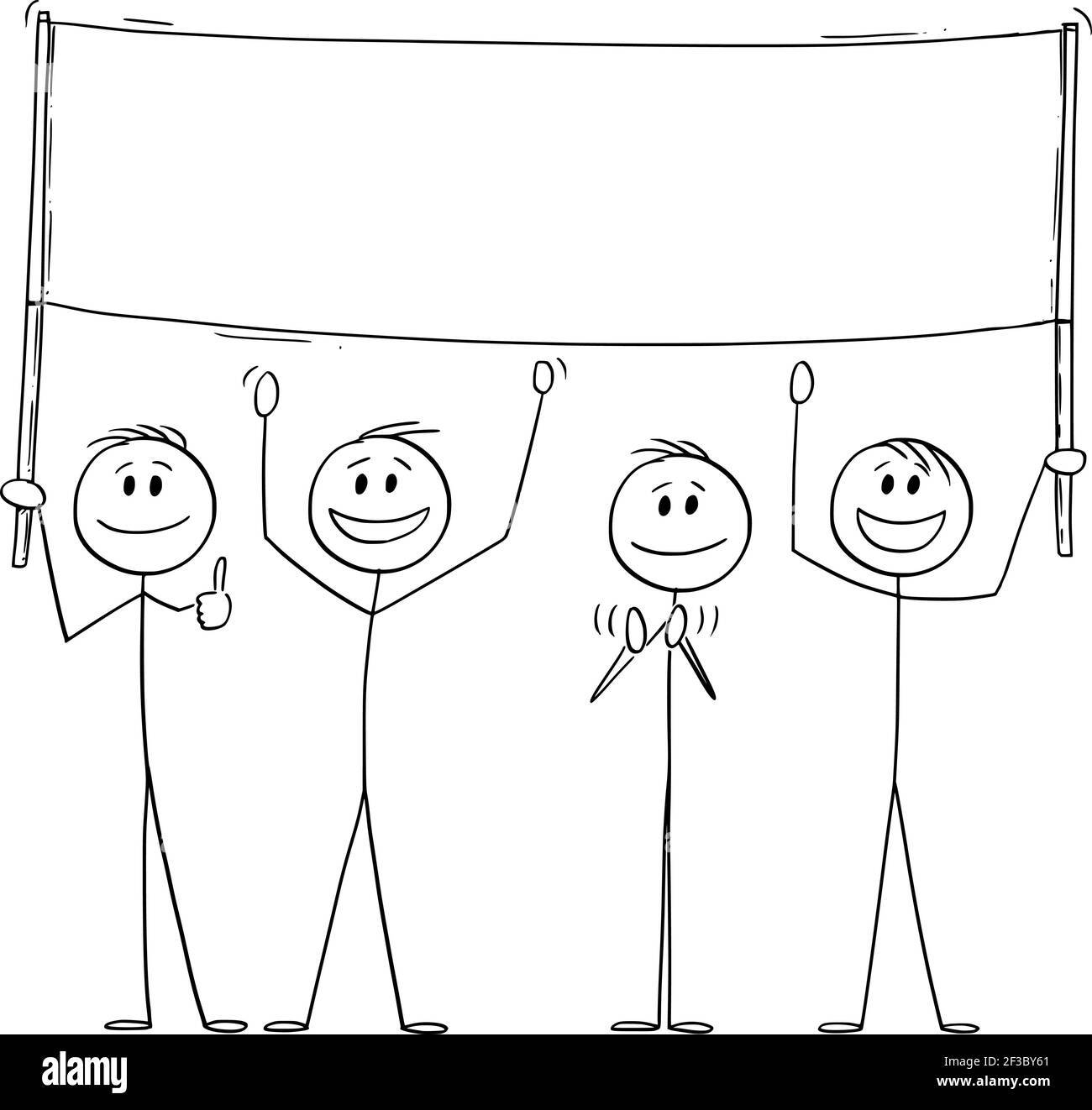 Gruppe von Menschen mit leerem Zeichen und feiern , Vektor Cartoon Stick Figur Illustration Stock Vektor