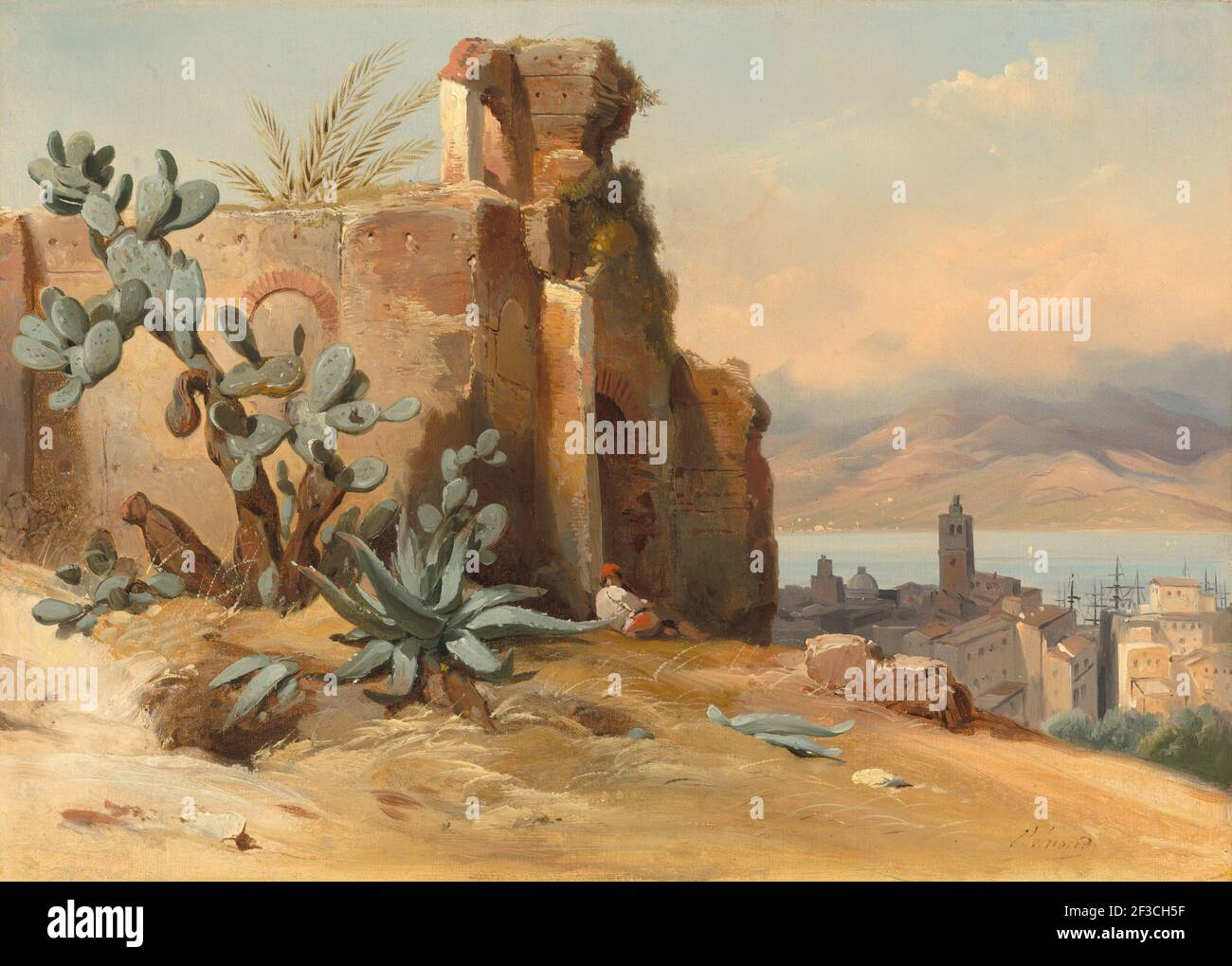 Antike Ruinen in der Nähe von Messina, Sizilien, 1842. Stockfoto