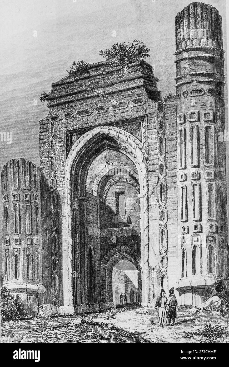 Portique de la mosquee de soultranick, la perse par louis dubeux, editeur firmin didot 1841 Stockfoto