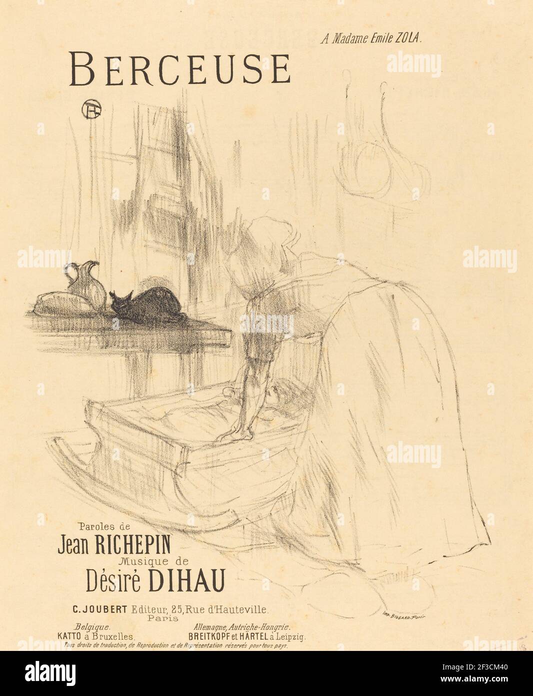 La Berceuse, 1895-1896. Liederblatt für Richepin und Dihau. Stockfoto