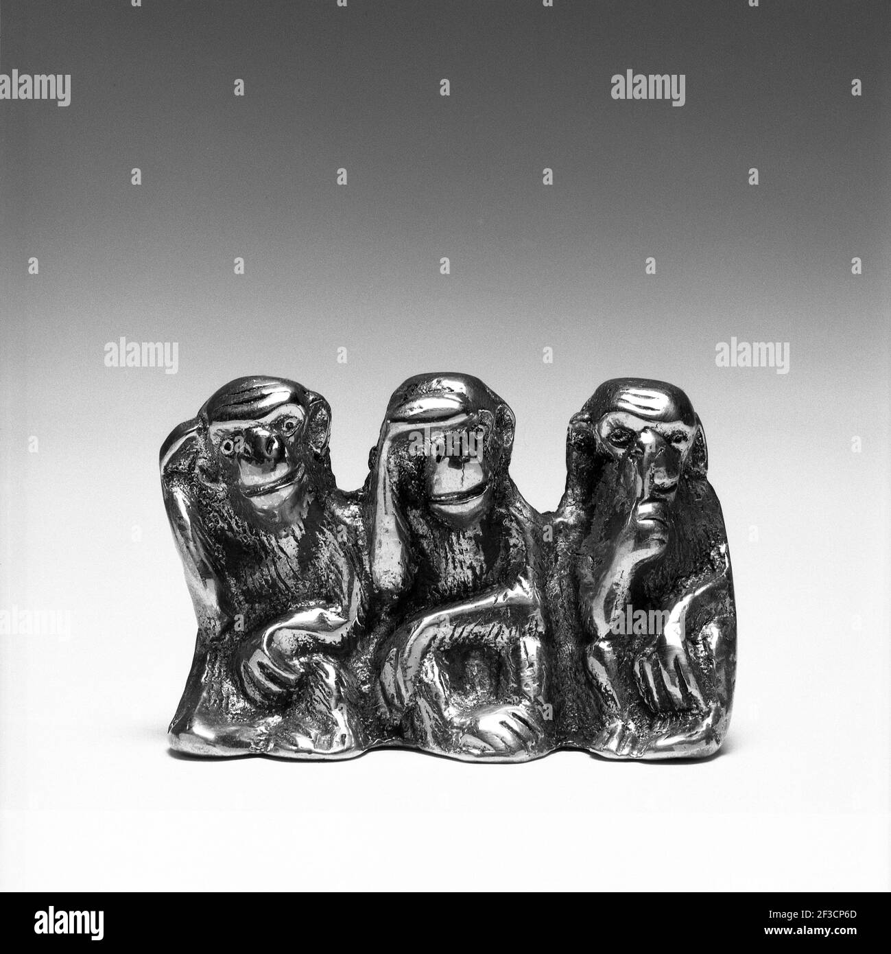 Hören Sie kein Böses Sehen Sie kein Böses Sprechen Sie kein Böses Messing Monkey's Stockfoto