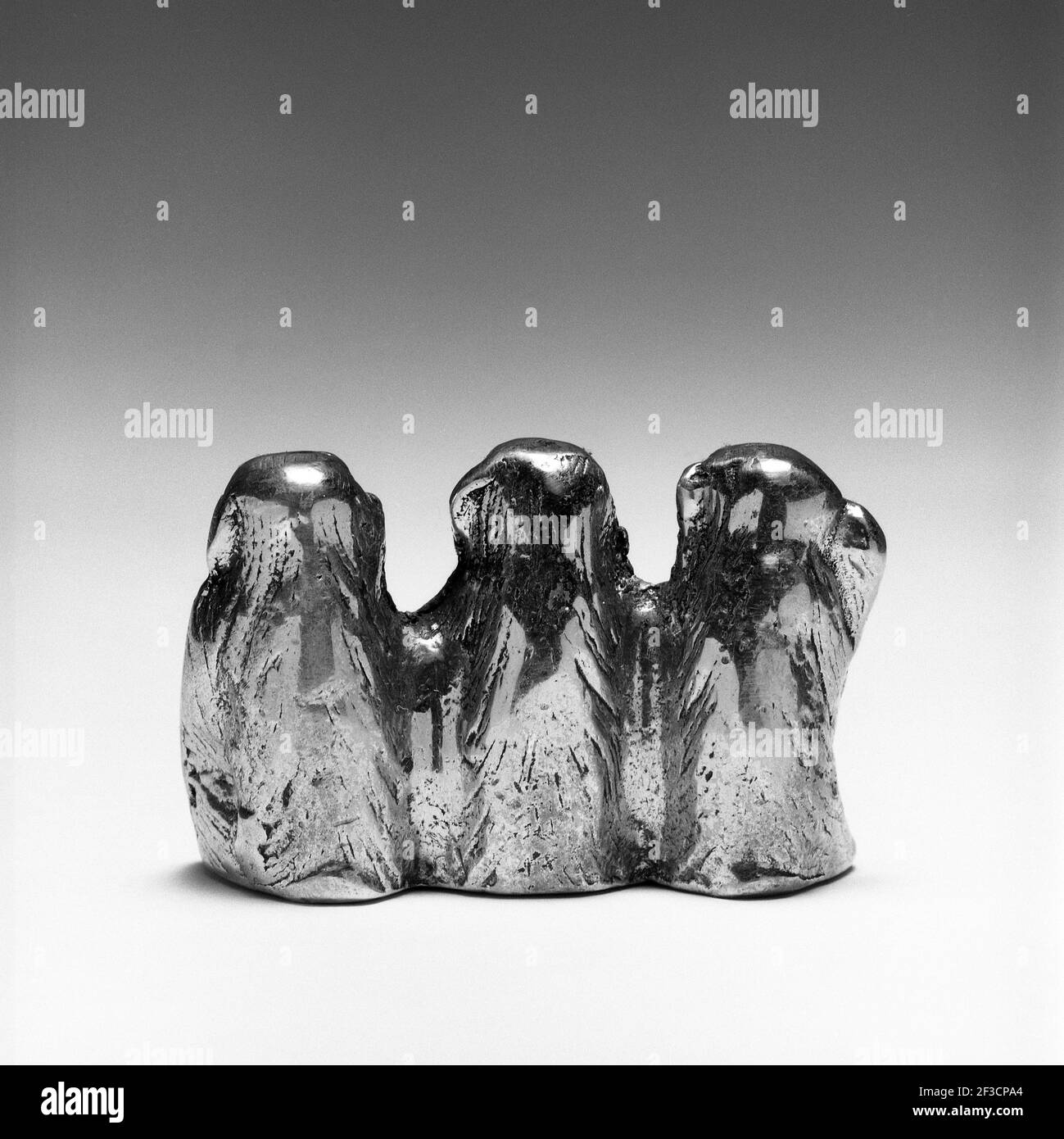 Hören Sie kein Böses Sehen Sie kein Böses Sprechen Sie kein Böses Messing Monkey's Stockfoto