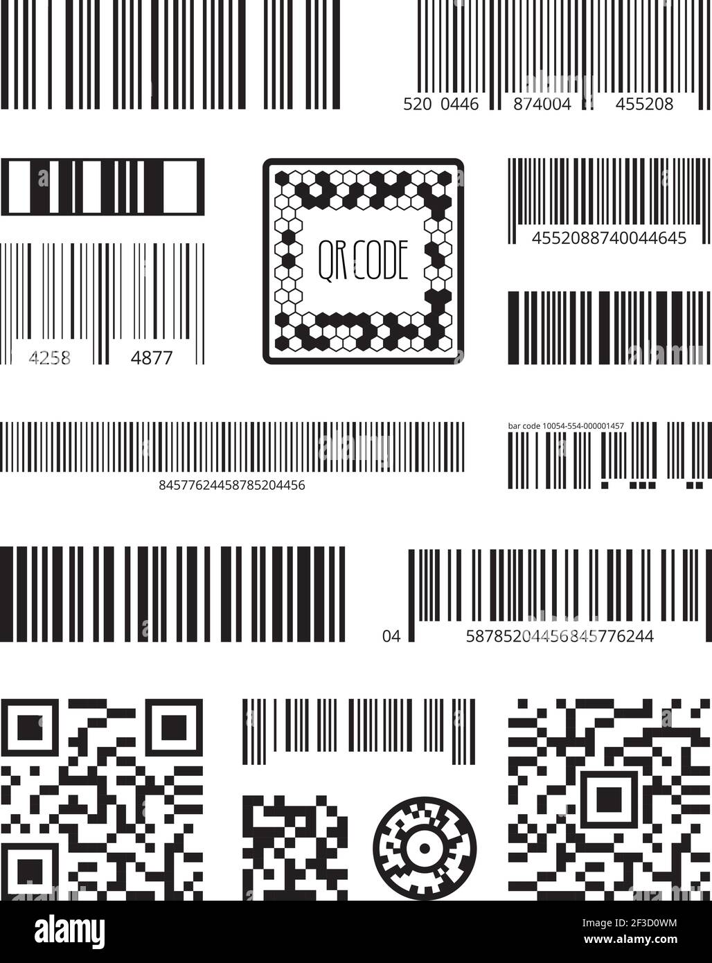 QR-Code. Barcode-Scanning Produktsymbole Laser-Code-Nachricht Vektor gesetzt Stock Vektor