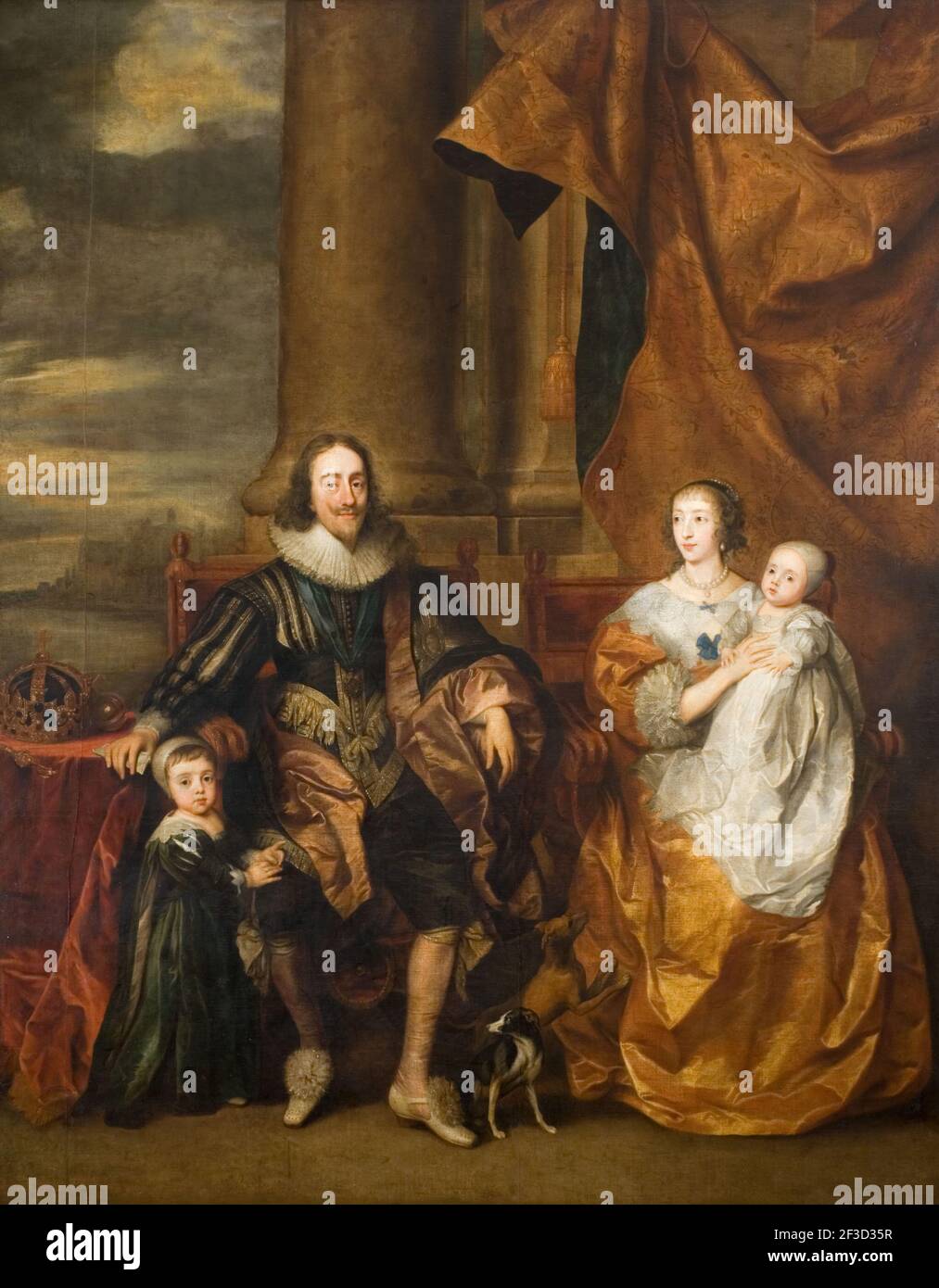 Porträt von Karl I. und seiner Familie König Karl I., Königin Henrietta Maria, Prinz von Wales und Prinzessin Maria, 17th. Jahrhundert. Stockfoto