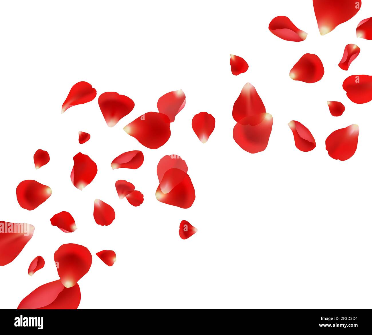 Blütenblatt Hintergrund. Fliegende Rosenblüten Hochzeit schöne Vorlage Design für Karten Einladung Vektor Bilder Stock Vektor
