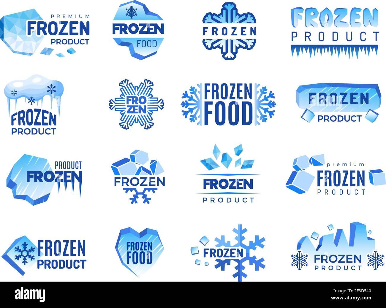 Ice-Produktlogo. Tiefkühlkost Business Identität blau Vektor kalt Grafikelemente Stock Vektor