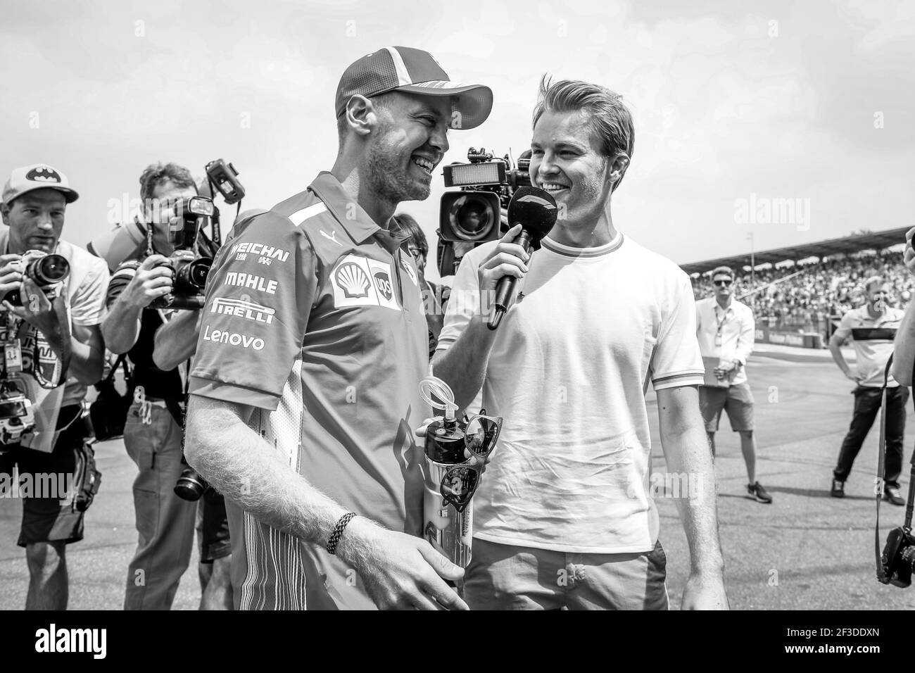 VETTEL Sebastian (ger), Scuderia Ferrari SF71H, ROSBERG Nico (ger), ehemaliger F1-Pilot, Porträt während der Formel 1-Weltmeisterschaft 2018, großer Preis von Deutschland vom 19. Bis 22. Juli in Hockenheim, Deutschland - Foto Florent Gooden / DPPI Stockfoto