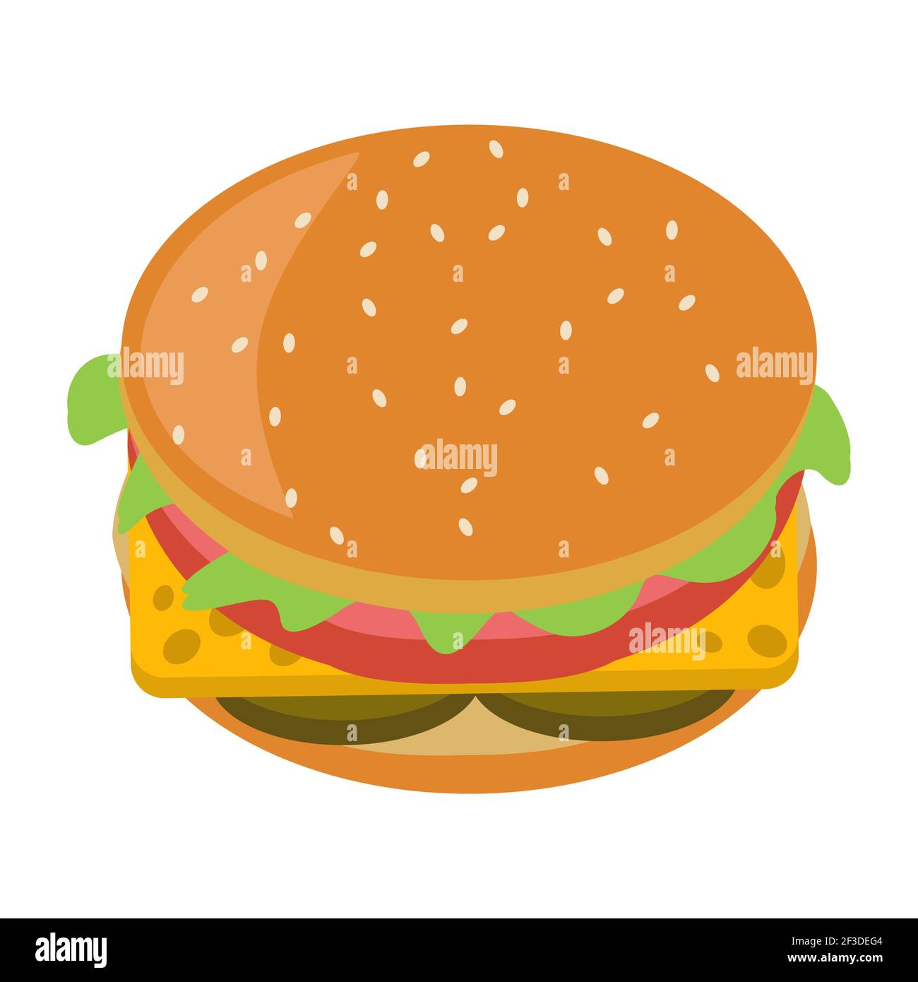 Burger-Symbol. Vektor-Illustration flach Symbol saftig lecker Hamburger isoliert auf weißem Hintergrund. Stock Vektor