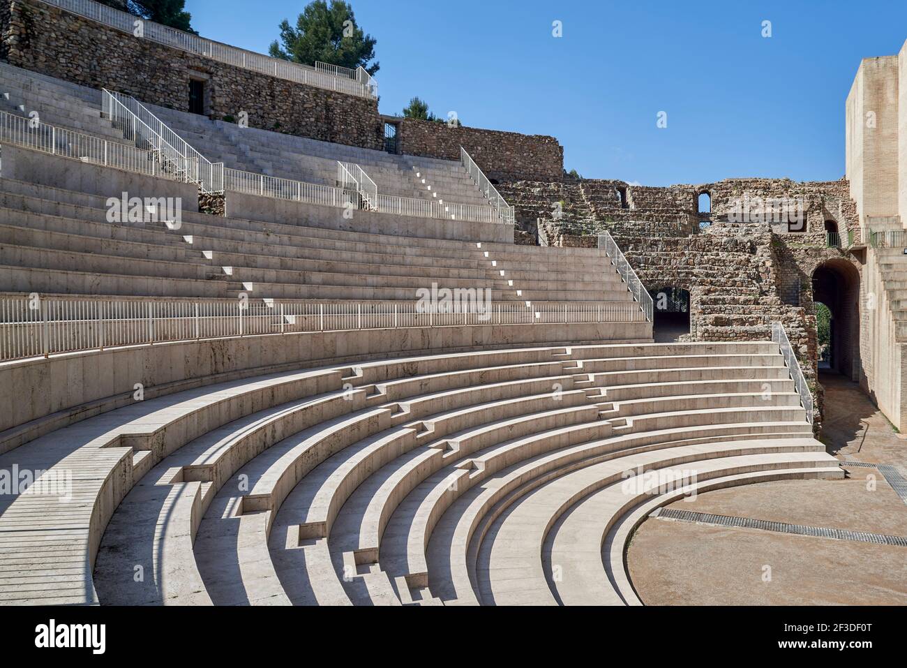 Blick auf das antike römische Theater in der Stadt Sagunto in der Provinz Valencia, Spanien, Europa Stockfoto