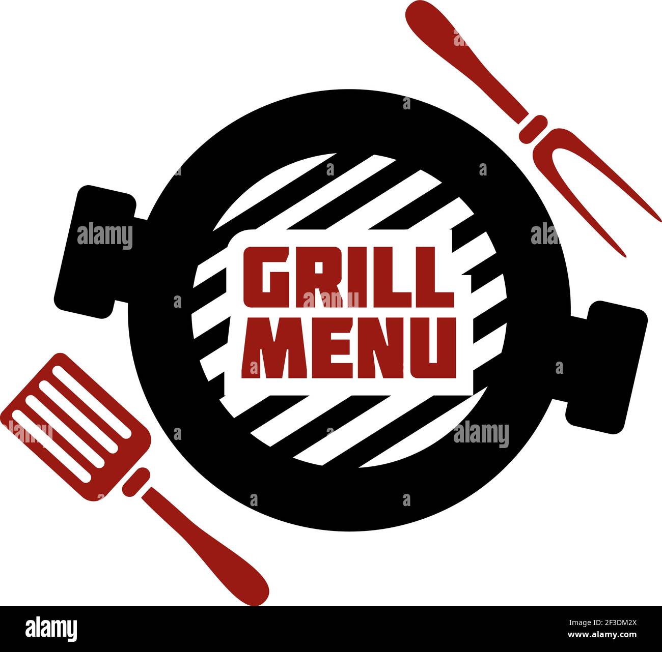 BBQ, barbecue Logo oder Label. Element für das Menü im Restaurant Design. Essen Vector Illustration Stock Vektor
