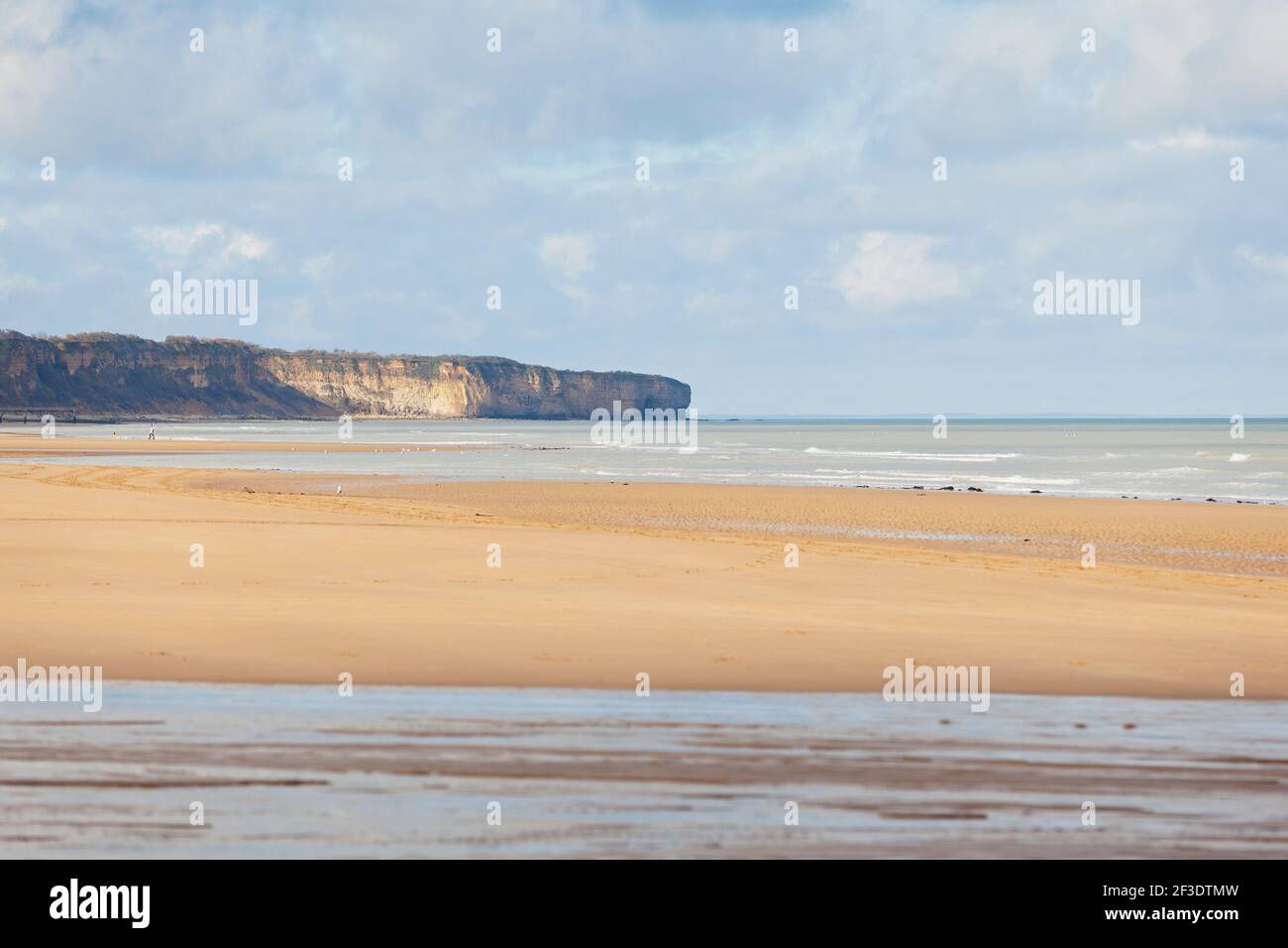 Der Landungsstrand, Omaha Beach, Basse-Normandie an einem sonnigen Wintertag. Ruhig, friedlich, Frankreich, Europa Stockfoto