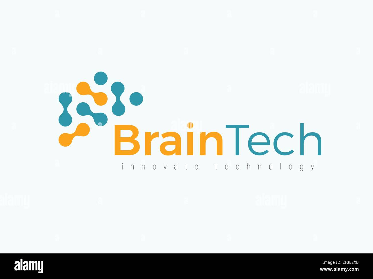 Brain Tech Logo Konzept für futuristische Wissenschaft und medizinische innovative Technologie. Computerchip-Symbol für digitales neuronales Netz, Datensatz, künstlich Stock Vektor
