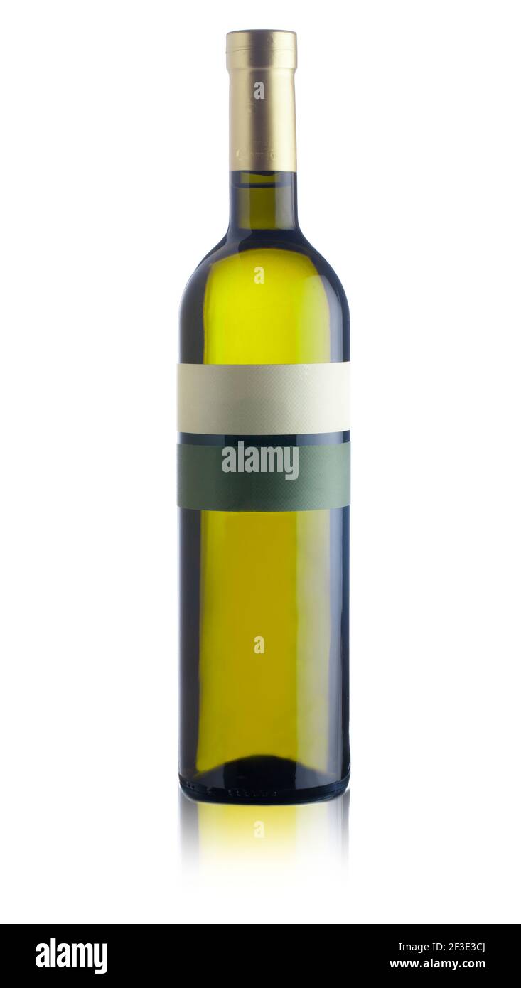 Weißweinflasche isoliert auf weiß. Hochwertige Fotos. Stockfoto