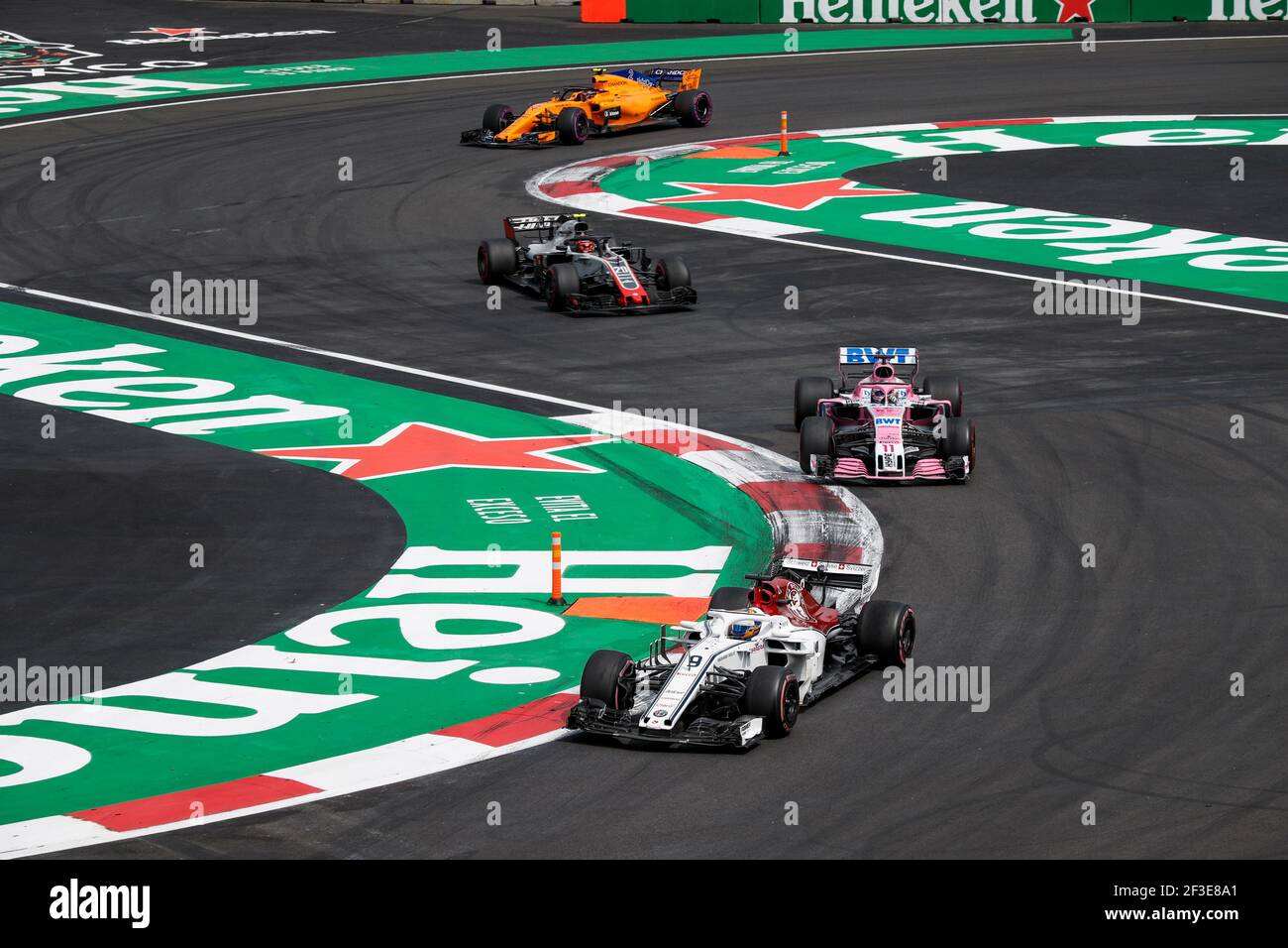 09 ERICSSON Marcus (swe), Alfa Romeo sauber F1 Team C37, 11 PEREZ Sergio (mex), Racing Point Force India F1 VJM11, Aktion während der Formel-1-Weltmeisterschaft 2018, großer Preis von Mexiko vom 25. Bis 28. oktober in Mexiko - Foto Florent Gooden / DPPI Stockfoto