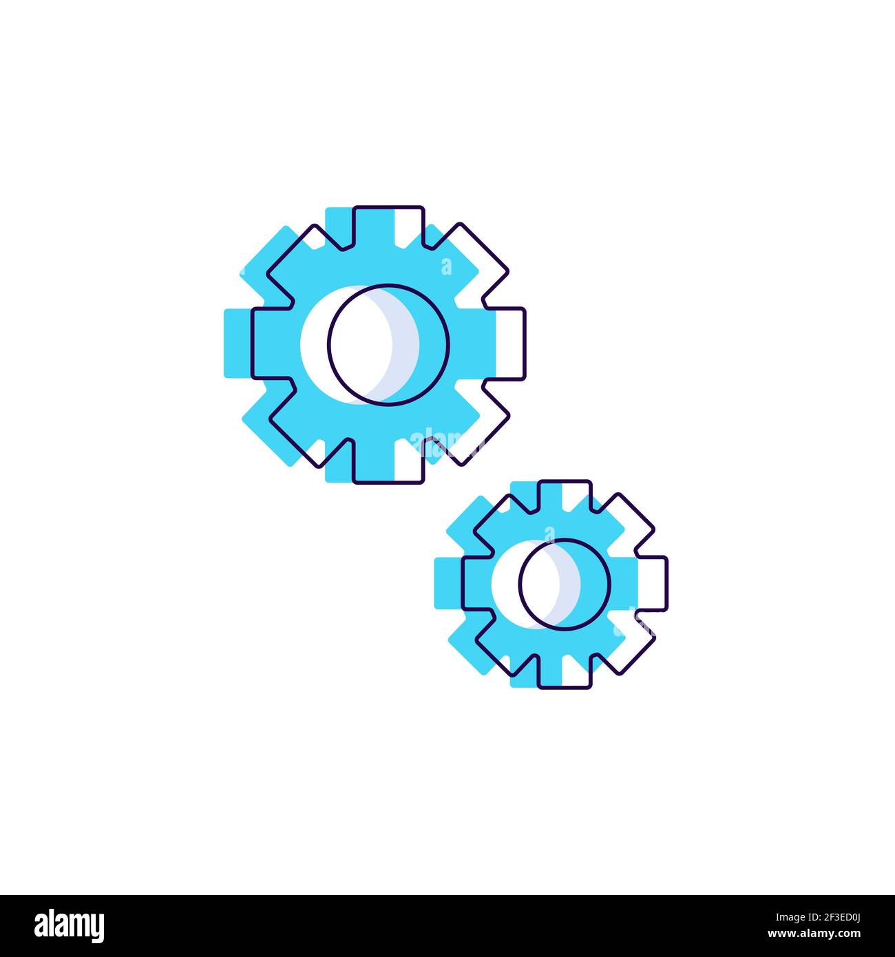 Zahnrad-Mechanismus Räder Symbol einfache flache Vektor Stock Vektor