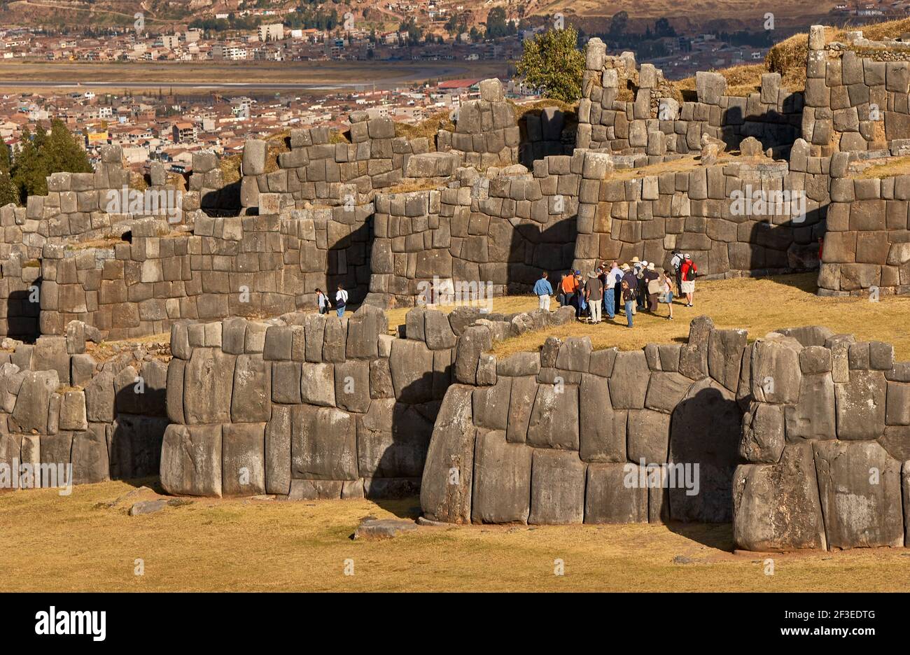 Riesige Mauern der Inka-Festung Saqsayhuaman, in der Nähe von Cusco, Peru, Südamerika Stockfoto