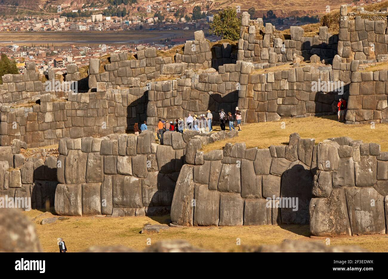 Riesige Mauern der Inka-Festung Saqsayhuaman, in der Nähe von Cusco, Peru, Südamerika Stockfoto