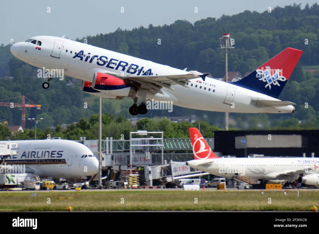 15-03-2021 - Generic Airplanes - YU-APE - Air Serbia - Airbus A319. Seriennummer 3252, Typ 319-132. Erstflug am 8,09.2007, geliefert an Air Serb Stockfoto