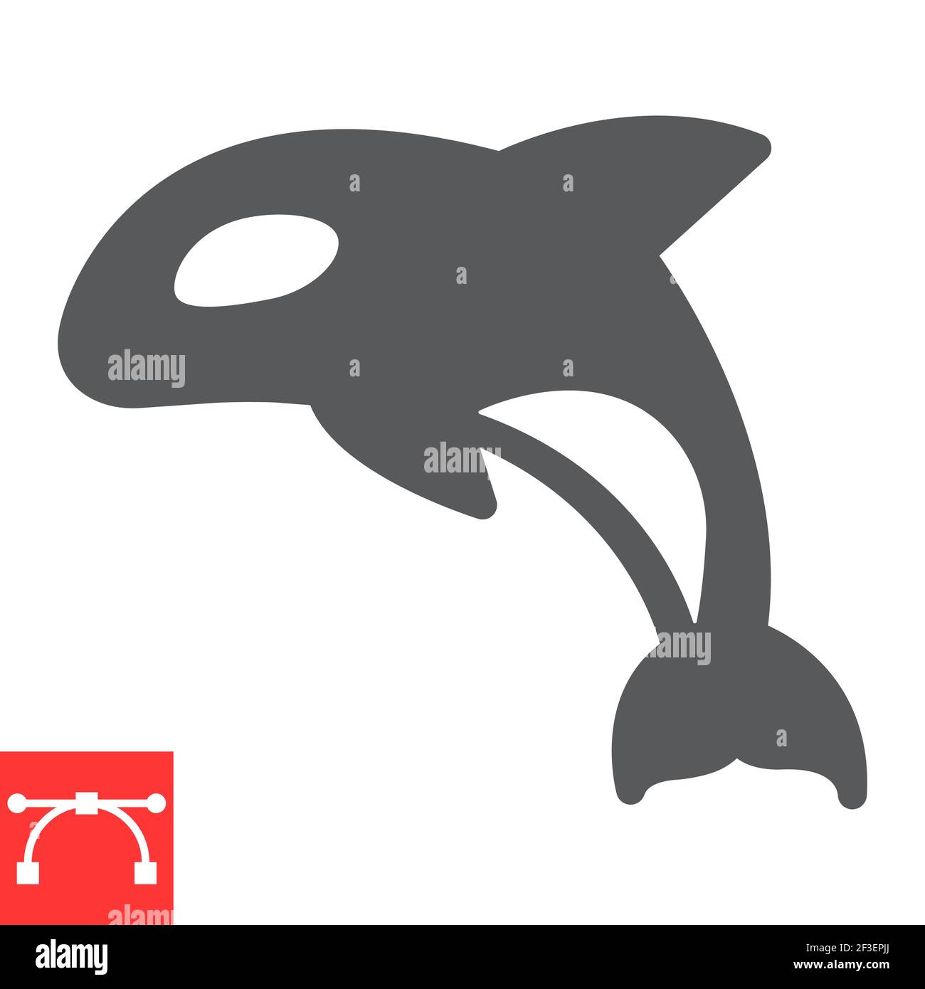 Orca Glyphe Symbol, Meer und Meerestiere, Orca Vektor-Symbol, Vektorgrafiken, editierbare Kontur solid-Zeichen, eps 10. Stock Vektor