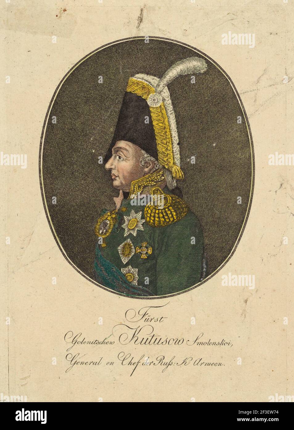 Porträt des Feldmarschall Prinz Michail Kutusow (1745-1813), c. 1790. Private Sammlung. Stockfoto
