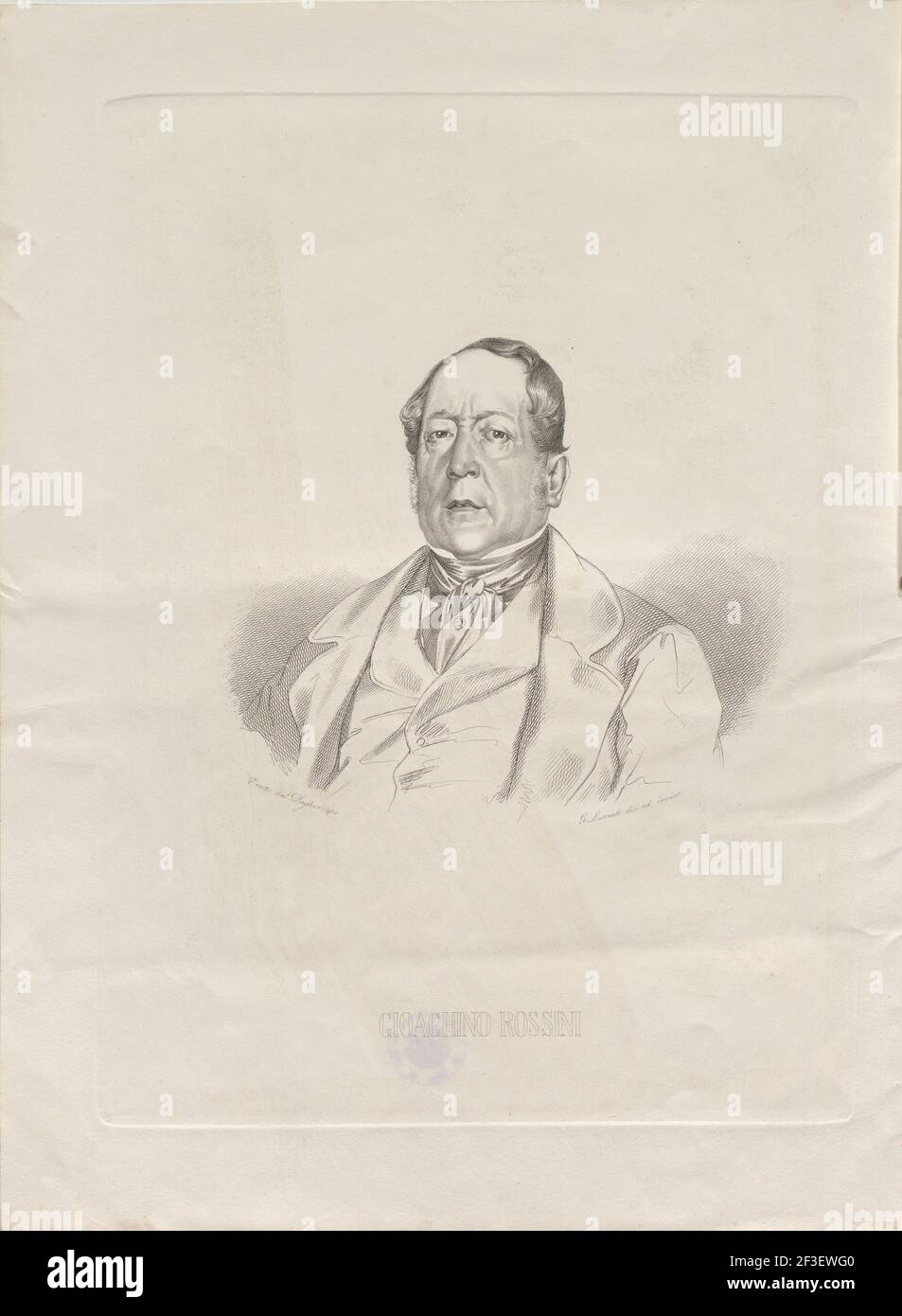 Porträt des Komponisten Gioachino Antonio Rossini (1792-1868), 1852. Private Sammlung. Stockfoto