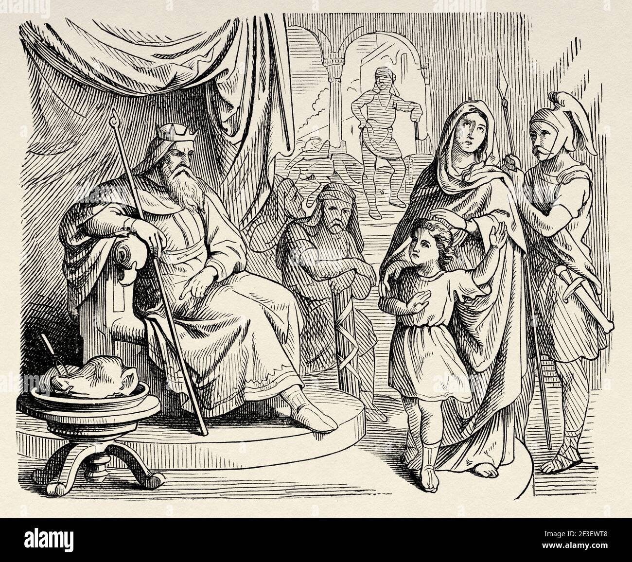 Die sieben Makkabäer Brüder. Antiochus foltert und tötet eine Mutter mit ihren sieben Kindern