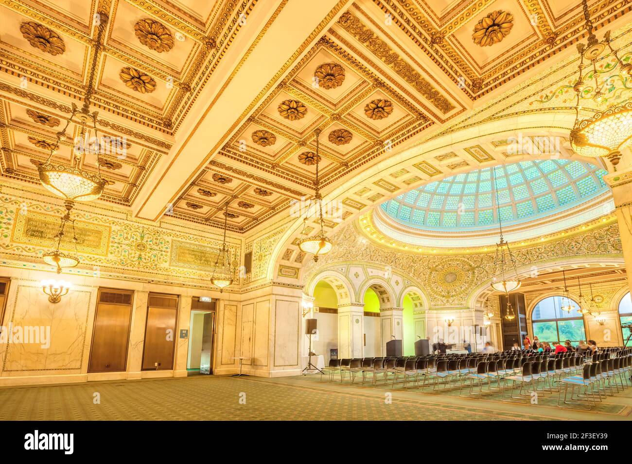 Preston Bradley Hall im Chicago Cultural Center, Illinois, USA Stockfoto