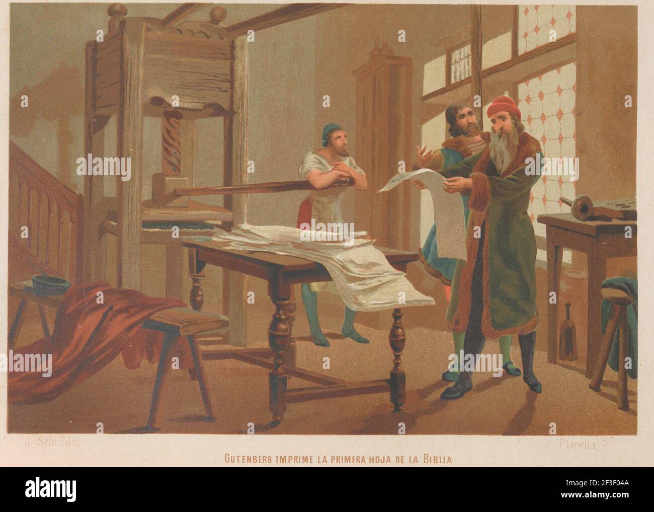 Gutenberg Druckt Die Erste Seite Der Bibel. Aus Richtung La Ciencia Y Sus  Hombres, 1879: Private Sammlung Stockfotografie - Alamy