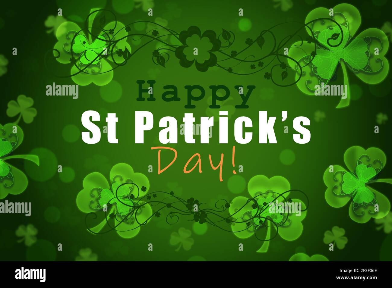 Glückliche St. Patrick's Day Schamrock Illustration Karte. Stockfoto