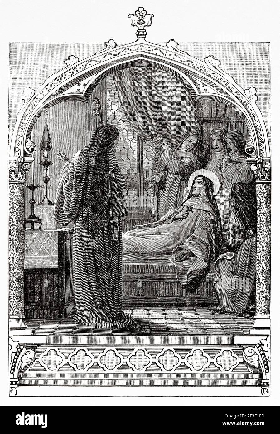 Sainte Julienne de Mont-Cornillon (Retinnes 1193 - Fosses-la-Ville 1258) Er widmete einen Großteil seines Lebens der Förderung der Fronleichnam-Hingabe, deren Fest wurde im Jahr 1264 von Papst Urban IV... Alte 19th Jahrhundert gravierte Illustration von Jesus Christus von Veuillot 1890 Stockfoto