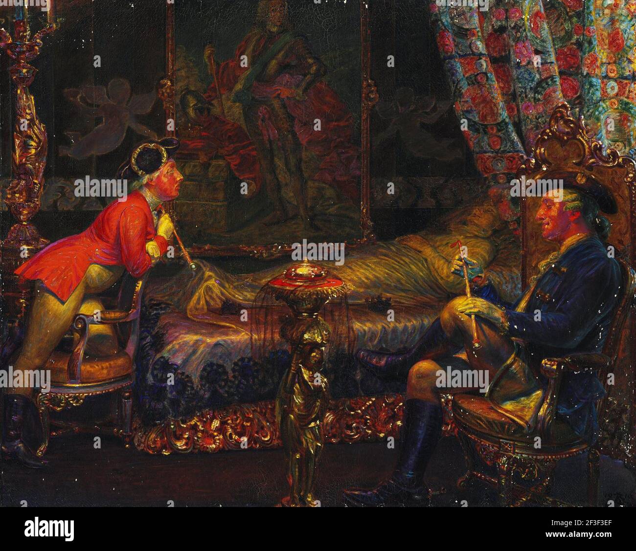 Struensee und Caroline Mathilde am Leichnam von Königin Sofie Magdalene, 1910. Private Sammlung. Stockfoto