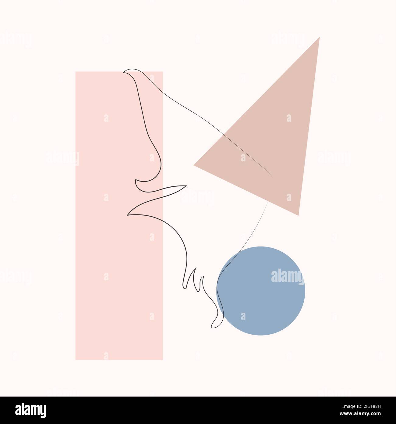 Einfache Schmetterling eine Linie Zeichnung auf minimal cubism Formen Hintergrund. Abstrakte Insekten kontinuierliche Linie Kunst. Handgezeichnete Illustration in trendigen Umriss Stock Vektor