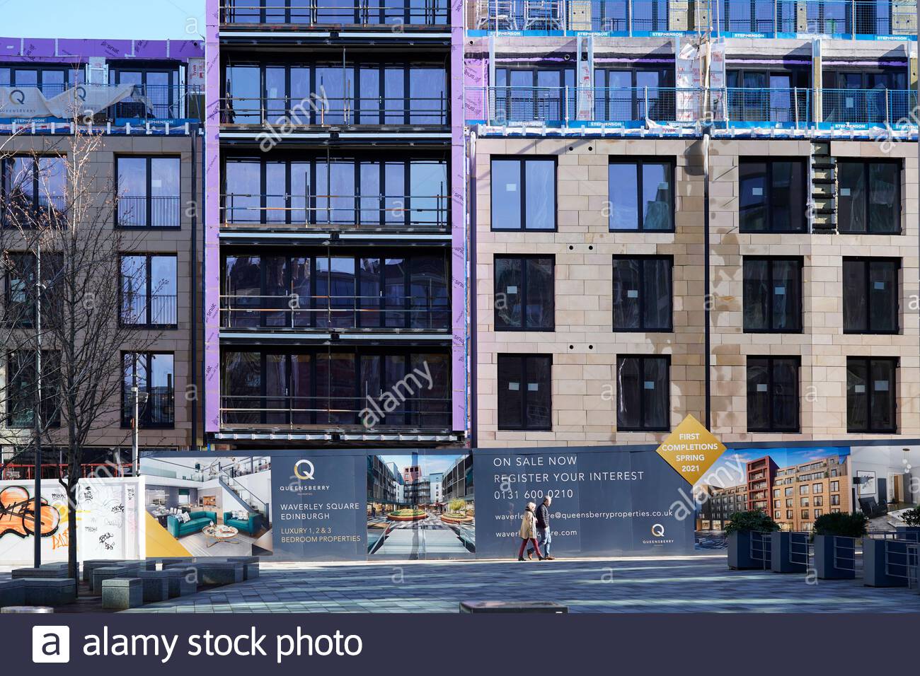 Moderne Wohnimmobilie Neubau zum Verkauf am Waverley Square Edinburgh, Schottland Stockfoto