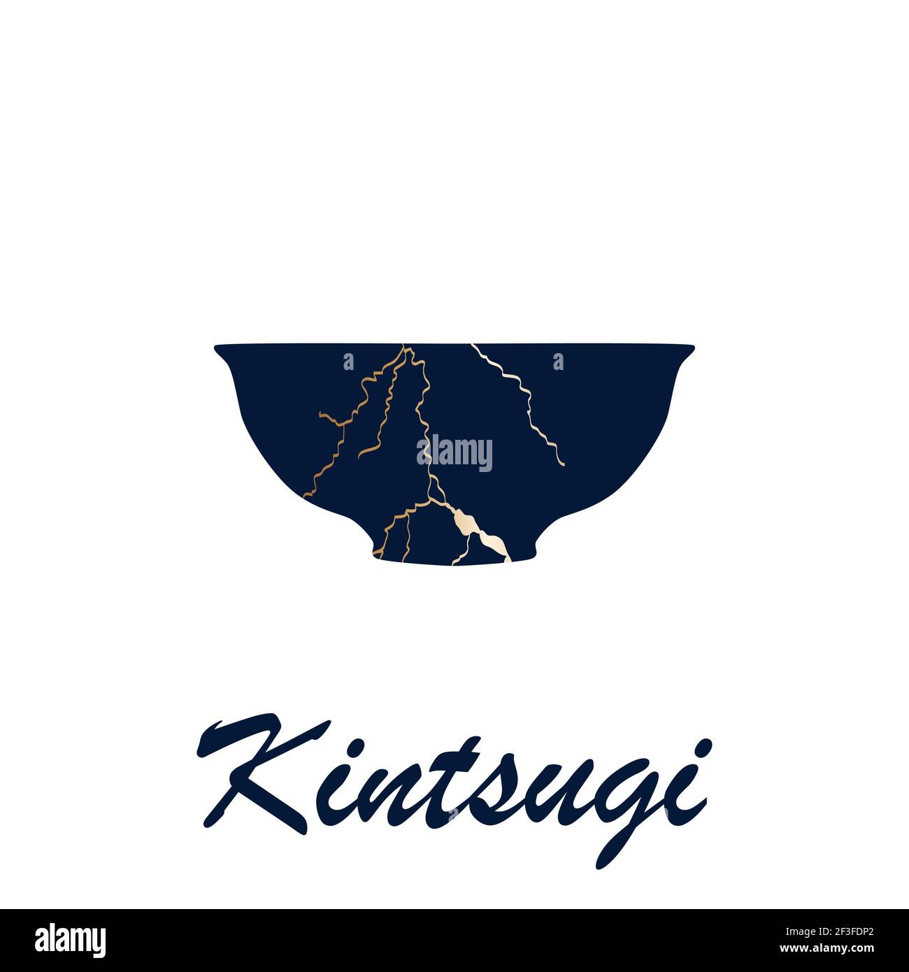 Renoviert kintsugi japanische Vase Kunst Farbe Skizze Gravur Illustration. Kintsugi Inschrift. Stock Vektor